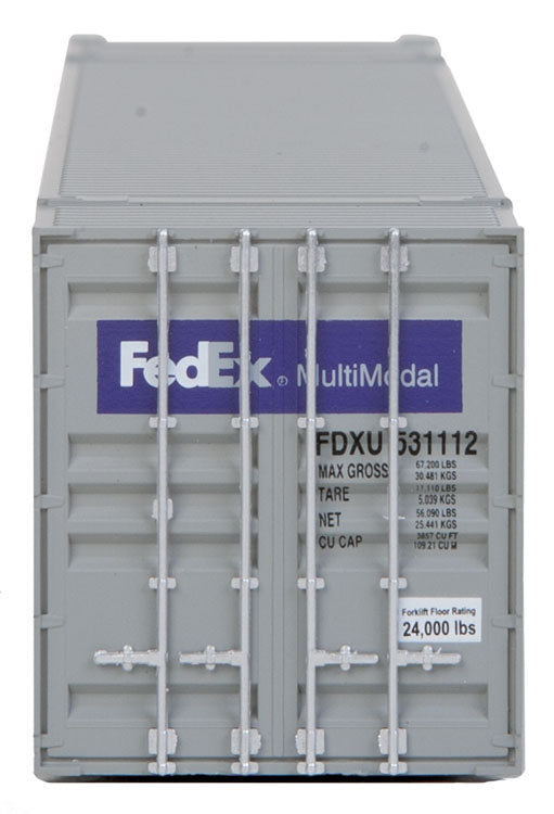 53' Singamas Corrugated Side Container - Ready to Run -- FedEx MultiModal (gray, purple)-3