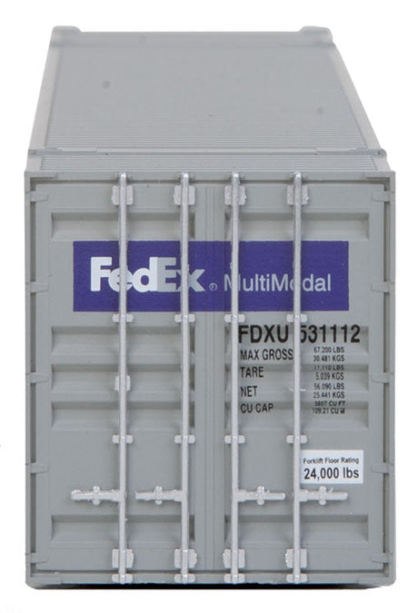 53' Singamas Corrugated Side Container - Ready to Run -- FedEx MultiModal (gray, purple)-3