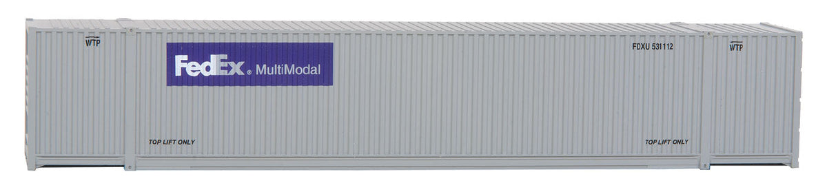53' Singamas Corrugated Side Container - Ready to Run -- FedEx MultiModal (gray, purple)-5