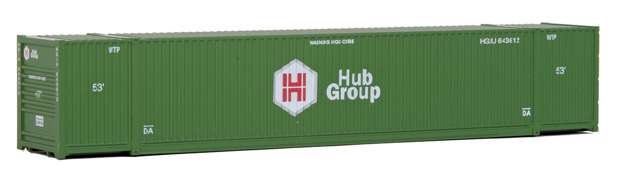 53' Singamas Corrugated Side Container - Ready to Run -- Hub Group (green, white, red)-2