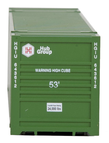 53' Singamas Corrugated Side Container - Ready to Run -- Hub Group (green, white, red)-4