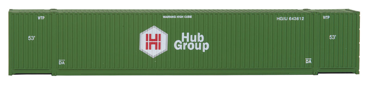53' Singamas Corrugated Side Container - Ready to Run -- Hub Group (green, white, red)-5