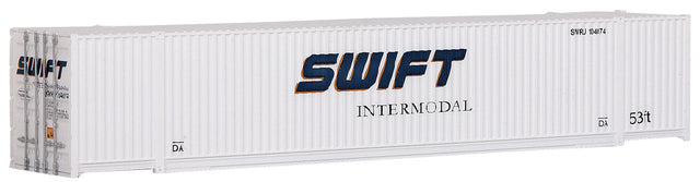53' Singamas Corrugated Side Container - Ready to Run -- Swift (white, blue)-1