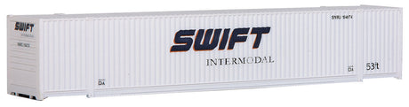 53' Singamas Corrugated Side Container - Ready to Run -- Swift (white, blue)-2