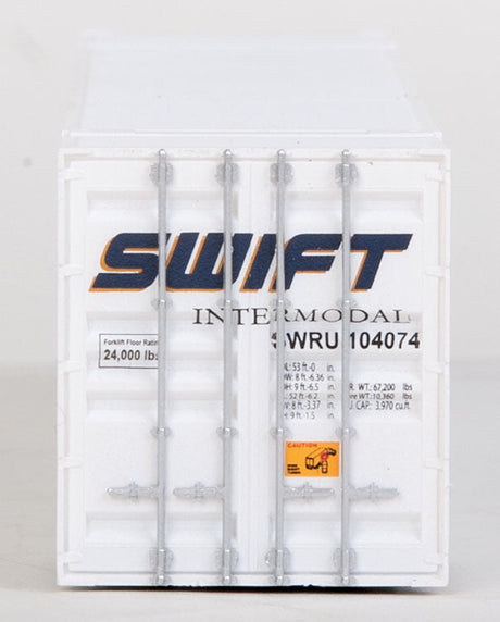 53' Singamas Corrugated Side Container - Ready to Run -- Swift (white, blue)-3