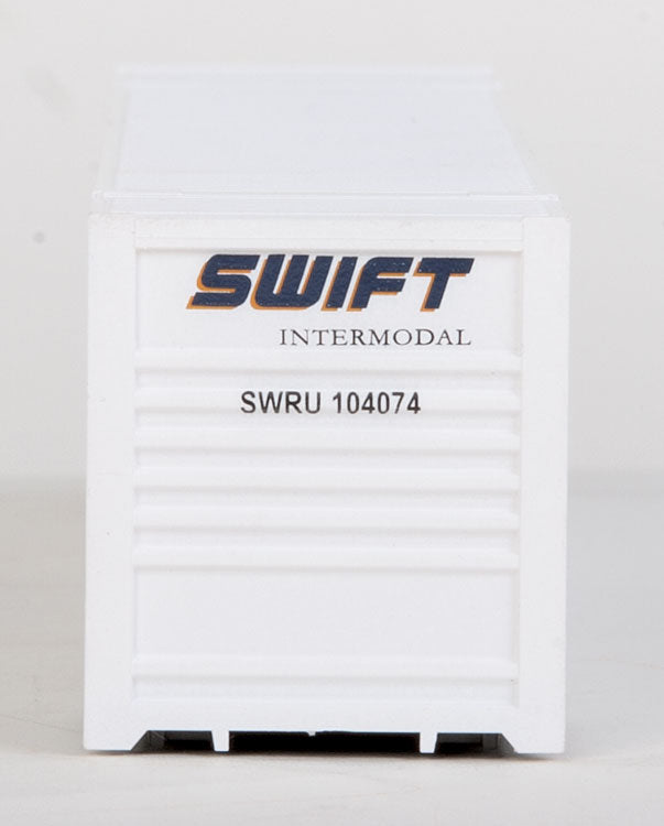 53' Singamas Corrugated Side Container - Ready to Run -- Swift (white, blue)-4