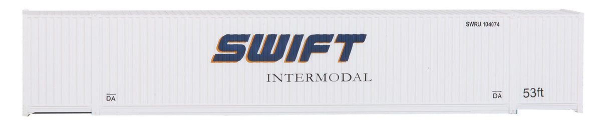 53' Singamas Corrugated Side Container - Ready to Run -- Swift (white, blue)-5