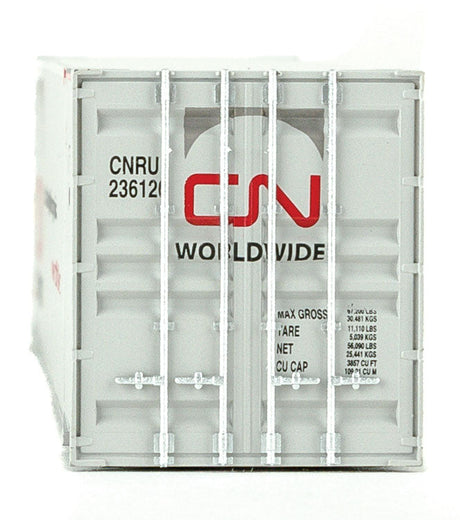 53' Singamas Corrugated-Side Container - Assembled -- Canadian National (white, gray, red; Worldwide Logo)-4