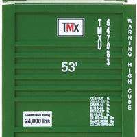 53' Singamas Corrugated-Side Container - Assembled -- TMX Intermodal (green, white, black, red)