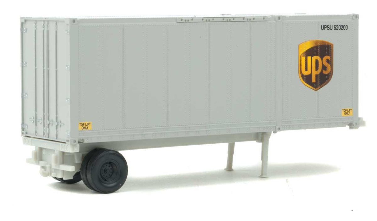 28' Container with Chassis 2-Pack - Assembled -- United Parcel Service (Modern Shield Logo; gray, brown, yellow)-3