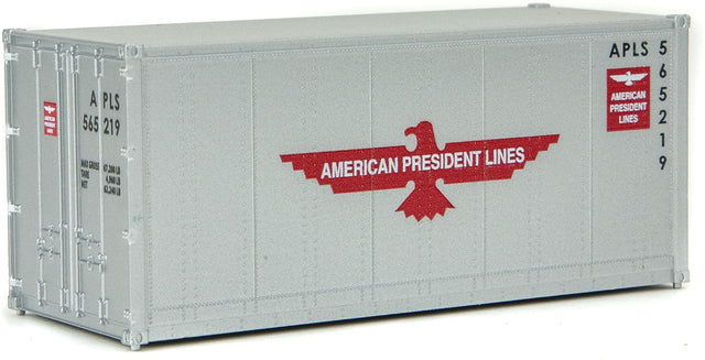 20' Smooth-Side Container - Ready to Run -- American President Lines (gray, red, white; Eagle Logo)-1