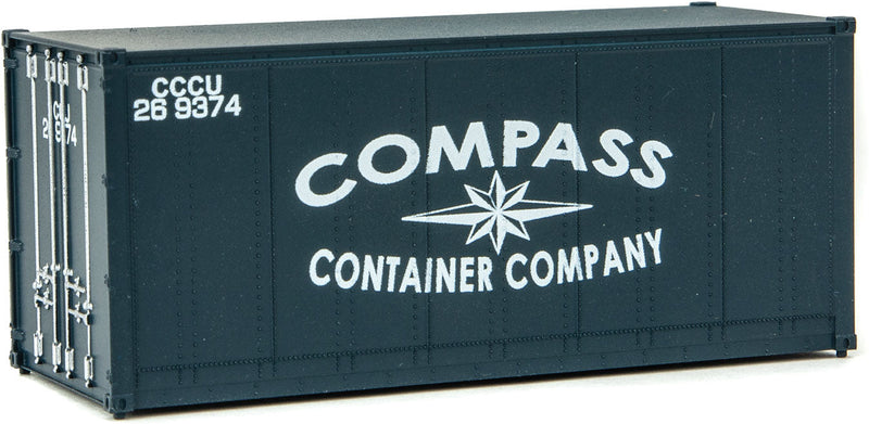 20' Smooth-Side Container - Ready to Run -- Compass Container Company (blue, white)-1