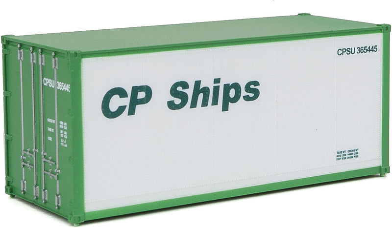 20' Smooth-Side Container - Ready to Run -- CP Ships (white, dark green, green; no Multi-Mark)-1