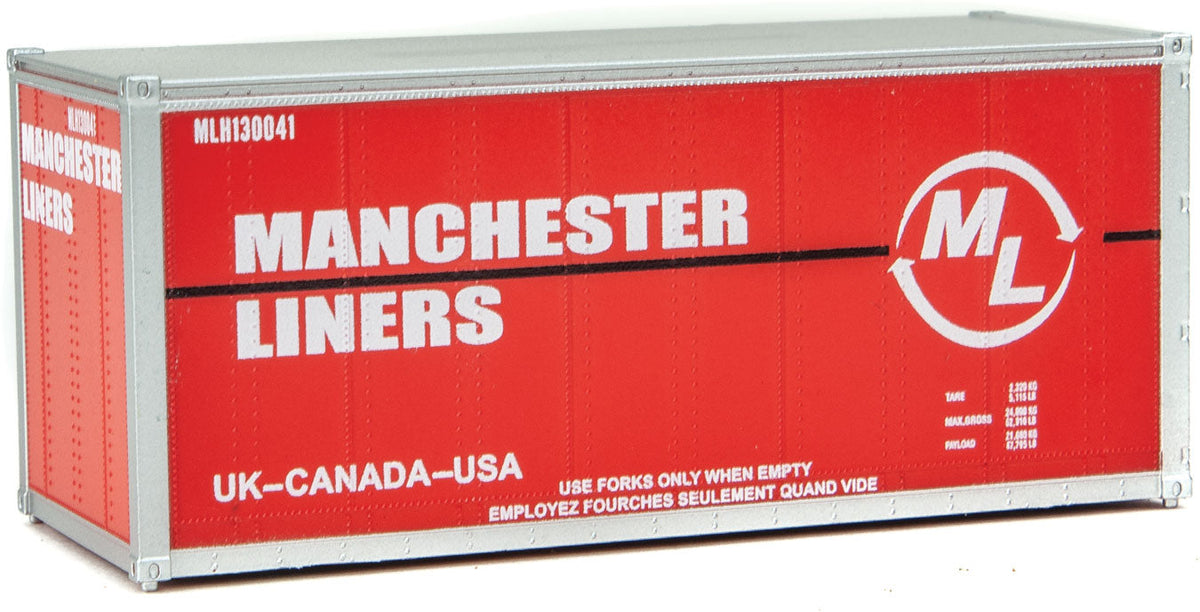 20' Smooth-Side Container - Ready to Run -- Manchester Liners (red, white)-2