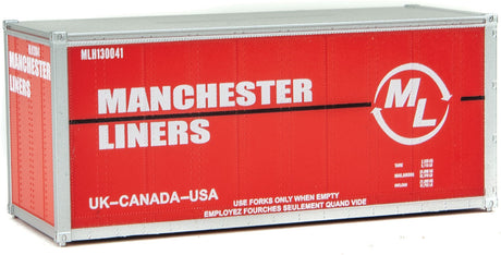 20' Smooth-Side Container - Ready to Run -- Manchester Liners (red, white)-2