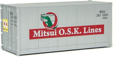 20' Smooth-Side Container - Ready to Run -- Mitsui OSK Lines (gray, Alligator Logo)-1