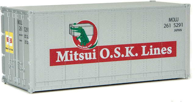 20' Smooth-Side Container - Ready to Run -- Mitsui OSK Lines (gray, Alligator Logo)-1