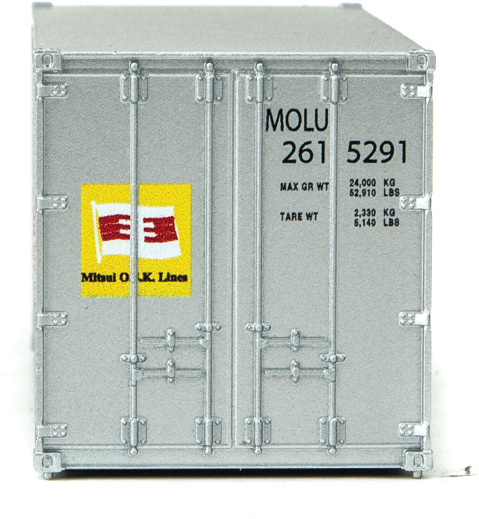 20' Smooth-Side Container - Ready to Run -- Mitsui OSK Lines (gray, Alligator Logo)-3