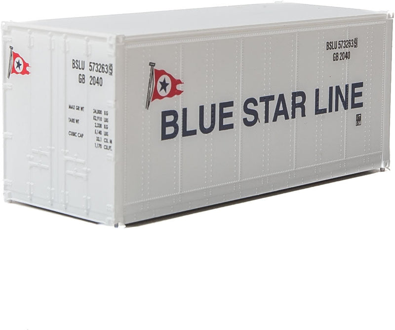 20' Smooth-Side Container - Ready to Run -- Blue Star Line (white, blue, red)-1