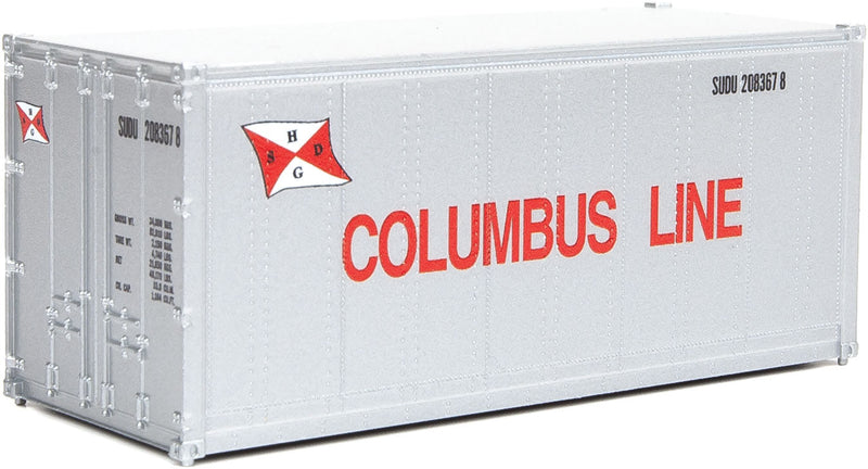 20' Smooth-Side Container - Ready to Run -- Columbus Line (white, red)-1