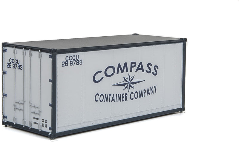 20' Smooth-Side Container - Ready to Run -- Compass Container Company (white, blue)-1
