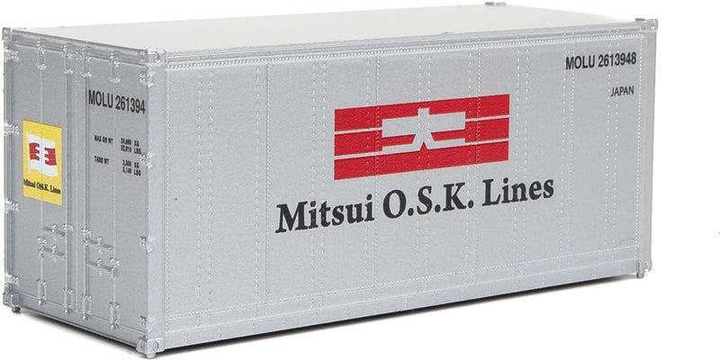 20' Smooth-Side Container - Ready to Run -- Mitsui OSK (white, blue, red)-1