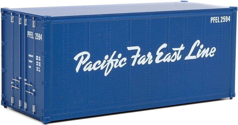 20' Smooth-Side Container - Ready to Run -- Pacific Far East Line (blue, white)-1