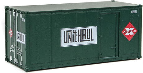 20' Smooth-Side Container with Right Side Door 2-Pack - Ready to Run -- Railway Express Agency #260090, 260092 (green, red; Unit Haul Logo)-2