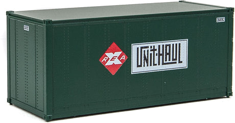 20' Smooth-Side Container with Right Side Door 2-Pack - Ready to Run -- Railway Express Agency #260090, 260092 (green, red; Unit Haul Logo)-3