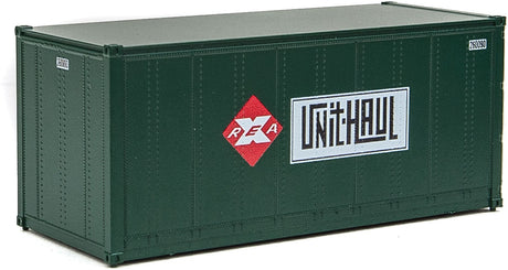20' Smooth-Side Container with Right Side Door 2-Pack - Ready to Run -- Railway Express Agency #260090, 260092 (green, red; Unit Haul Logo)-4