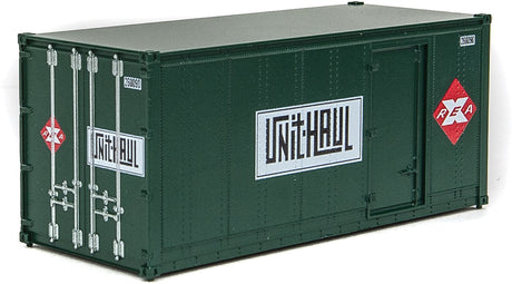 20' Smooth-Side Container with Right Side Door 2-Pack - Ready to Run -- Railway Express Agency #260090, 260092 (green, red; Unit Haul Logo)-5