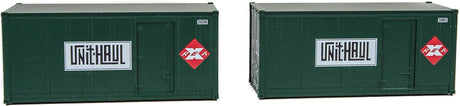20' Smooth-Side Container with Right Side Door 2-Pack - Ready to Run -- Railway Express Agency #260090, 260092 (green, red; Unit Haul Logo)-8