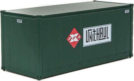20' Smooth-Side Container with Right Side Door 2-Pack - Ready to Run -- Railway Express Agency #260095, 260097 (green, red; Unit Haul Logo)-3