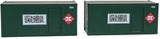 20' Smooth-Side Container with Right Side Door 2-Pack - Ready to Run -- Railway Express Agency #260095, 260097 (green, red; Unit Haul Logo)-8