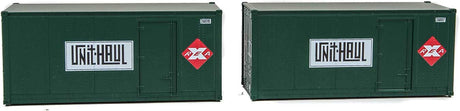 20' Smooth-Side Container with Right Side Door 2-Pack - Ready to Run -- Railway Express Agency #260095, 260097 (green, red; Unit Haul Logo)-8