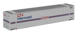 48' Ribbed Side Container - Assembled -- Canadian National (Laser Scheme; white, blue, red)-1