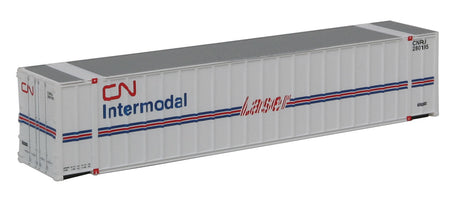 48' Ribbed Side Container - Assembled -- Canadian National (Laser Scheme; white, blue, red)-1