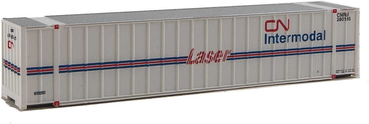 48' Ribbed Side Container - Assembled -- Canadian National (Laser Scheme; white, blue, red)-3