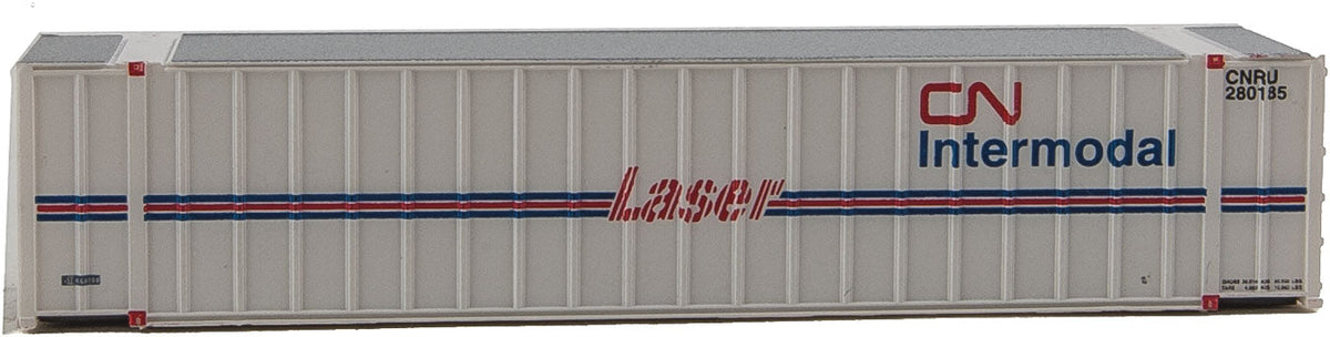 48' Ribbed Side Container - Assembled -- Canadian National (Laser Scheme; white, blue, red)-5