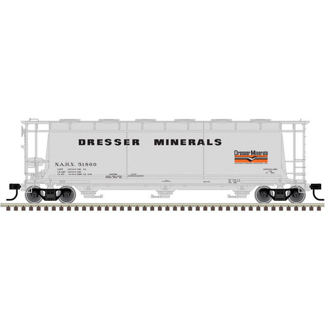 3-Bay Cylindrical Hopper - 2-Rail - Ready to Run - Master(R) -- Dresser Minerals (gray, black, orange)-1