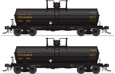 6000-Gallon Chlorine Tank Car 2-Pack - Ready to Run -- Union Tank Line UTLX #81163, 81164 (black, yellow)-2