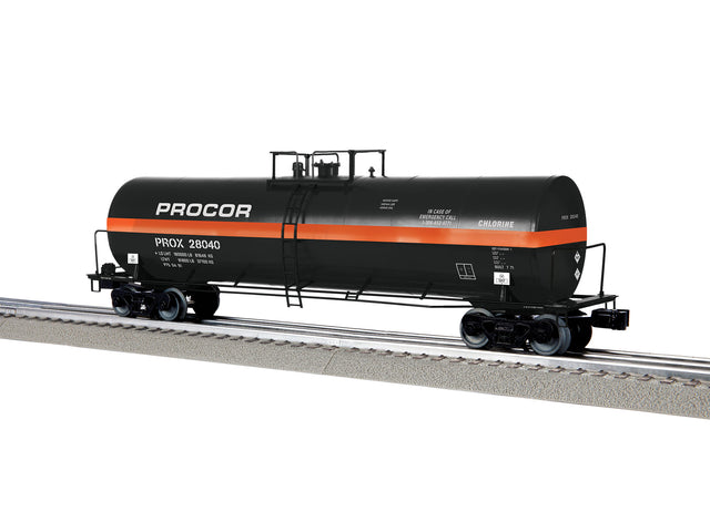 50' Tank Car - 3-Rail - Ready to Run -- Procor PROX #28040 (black, orange)-1