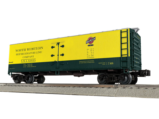 Wood Reefer - 3-Rail - Ready to Run -- Chicago & North Western #12038 (yellow, green)-1