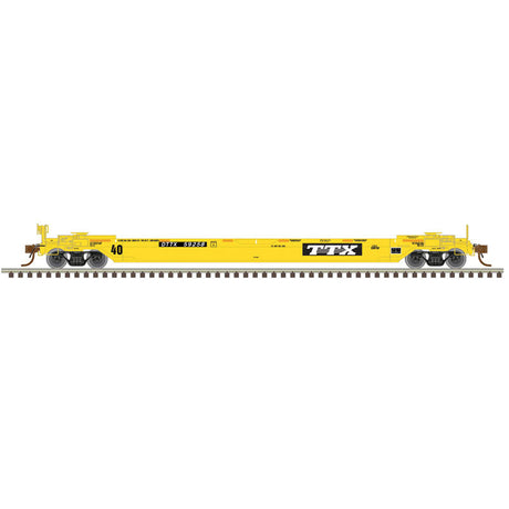 40' Rebuilt Well Car - 2-Rail - Ready to Run - Premier -- TTX (yellow, black, white, Early Logo)-1