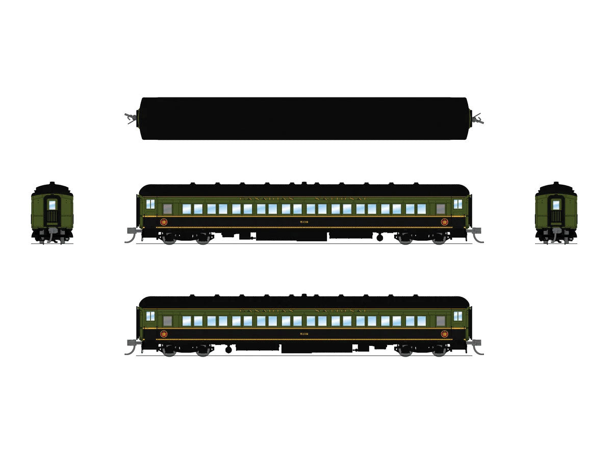 Heavyweight Passenger 5-Car Set - Ready to Run -- Canadian National #5139, #5142, #5166 (green, black, yellow)-1