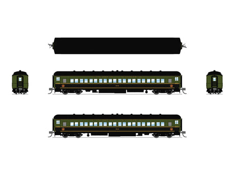 Heavyweight Passenger 5-Car Set - Ready to Run -- Canadian National #5139, #5142, #5166 (green, black, yellow)-1
