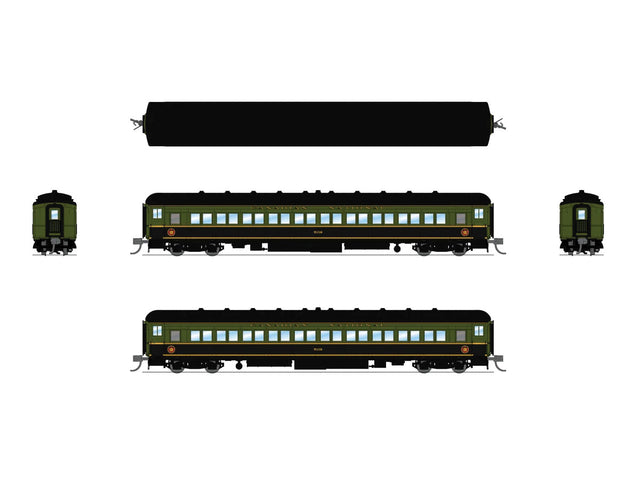 Heavyweight Passenger 5-Car Set - Ready to Run -- Canadian National #5139, #5142, #5166 (green, black, yellow)-1