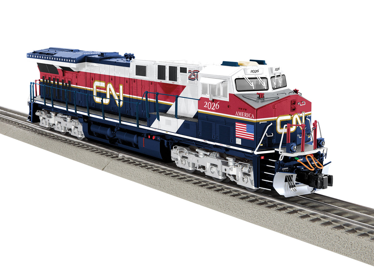 GE ES44AC - Non-Powered - 3-Rail -- Canadian National #2026 (America 250 red, blue, white)-1