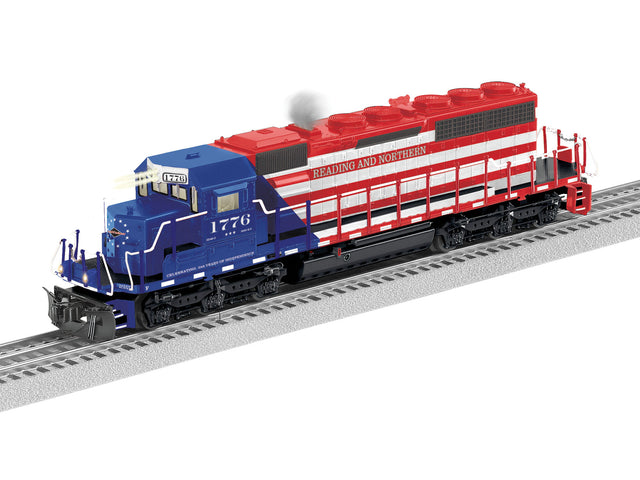 EMD SD40-2 - 3-Rail - Unpowered -- Reading and Northern #1776 (Semiquincentennial America 250, red, white, blue-1