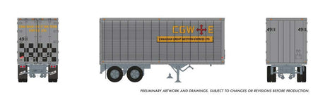 26' Can-Car Dry Van Trailer - Assembled -- Canadian Great Western Express #4911 (silver, yellow, red)-1